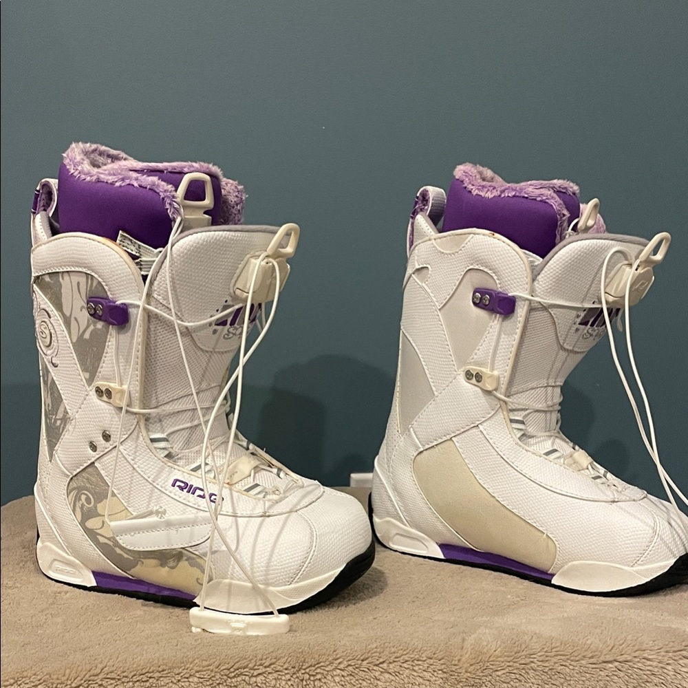White and Purple Women's Snow Boots